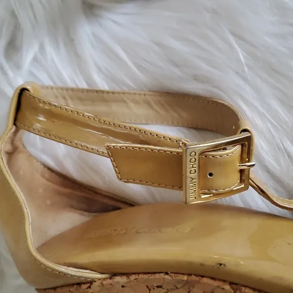 Jimmy Choo Yellow Wedge Sandals with Ankle Strap