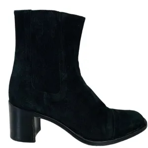 Joan Helpern Signature Womens Black Suede Sock Ankle Bootie Sz 7 Classic Italy