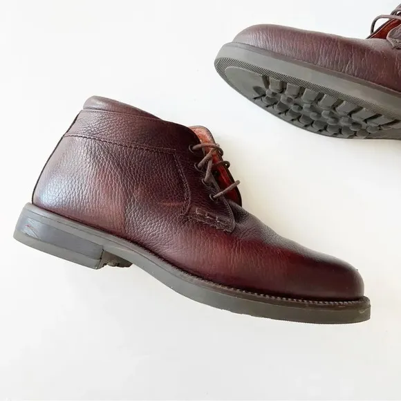 Johnston &amp; Murphy Oxblood Pebbled‎ Leather 5” Ankle Boots Size 9 Lace Up Comfort
