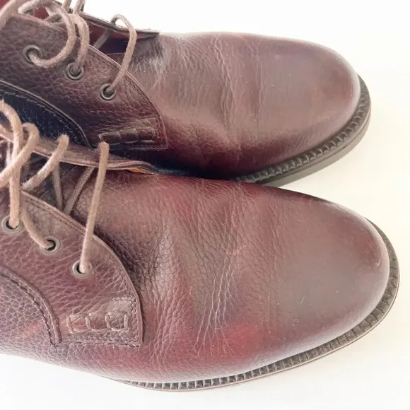 Johnston &amp; Murphy Oxblood Pebbled‎ Leather 5” Ankle Boots Size 9 Lace Up Comfort