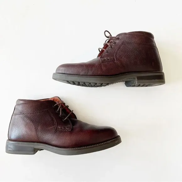 Johnston &amp; Murphy Oxblood Pebbled‎ Leather 5” Ankle Boots Size 9 Lace Up Comfort