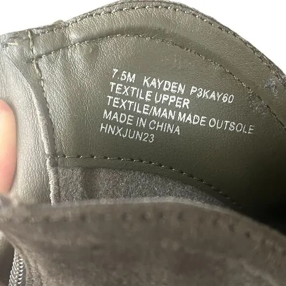 Joie Kayden Ankle Boots Women's Size 7.5 Faux Suede Vegan Olive Chunky Heel