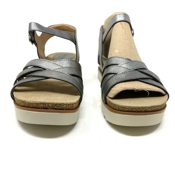 Josef Seibel Clea 14 Platinum Leather Platform Sandals