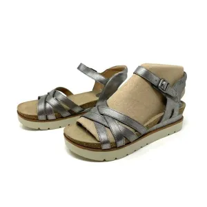 Josef Seibel Clea 14 Platinum Leather Platform Sandals