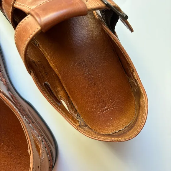 Josef Seibel Men’s Oxford Huarache Buckle Leather Brown Sandals EU 38 / US 7.5