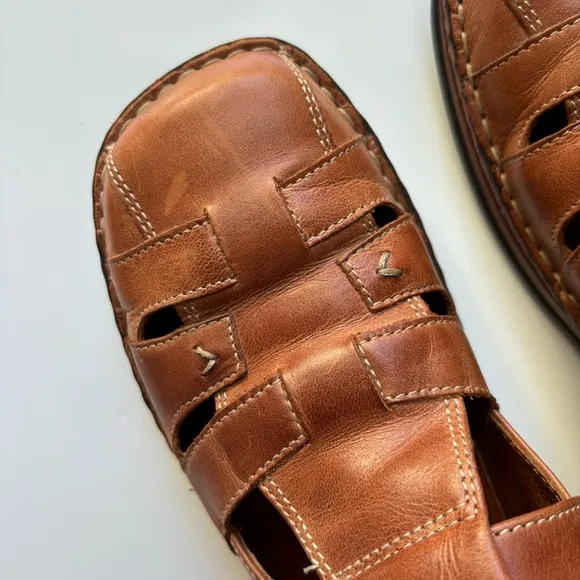 Josef Seibel Men’s Oxford Huarache Buckle Leather Brown Sandals EU 38 / US 7.5