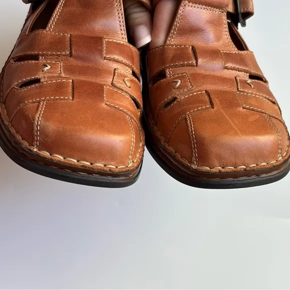 Josef Seibel Men’s Oxford Huarache Buckle Leather Brown Sandals EU 38 / US 7.5