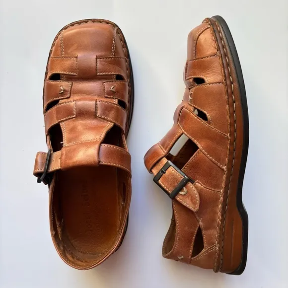Josef Seibel Men’s Oxford Huarache Buckle Leather Brown Sandals EU 38 / US 7.5