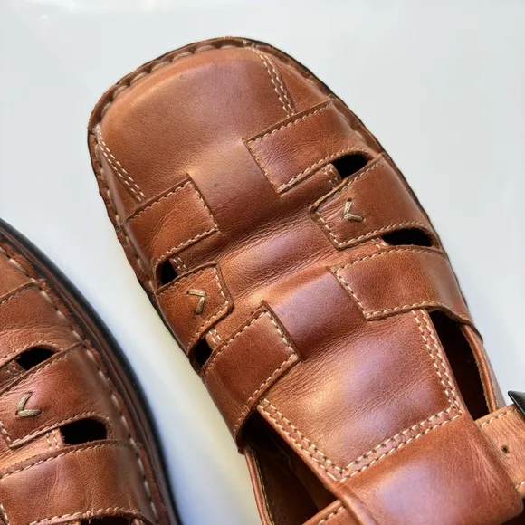 Josef Seibel Men’s Oxford Huarache Buckle Leather Brown Sandals EU 38 / US 7.5