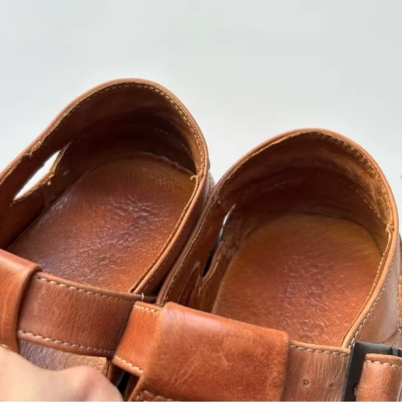 Josef Seibel Men’s Oxford Huarache Buckle Leather Brown Sandals EU 38 / US 7.5