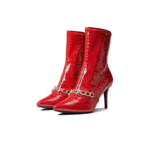 Juicy Couture Tommi Women's Size 6 Red Snakeskin Pointed Toe Ankle Boots KHD724