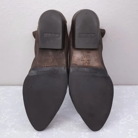 Just CAVALLI Ankle Boots Western Pointed Toe Brown Leather Booties