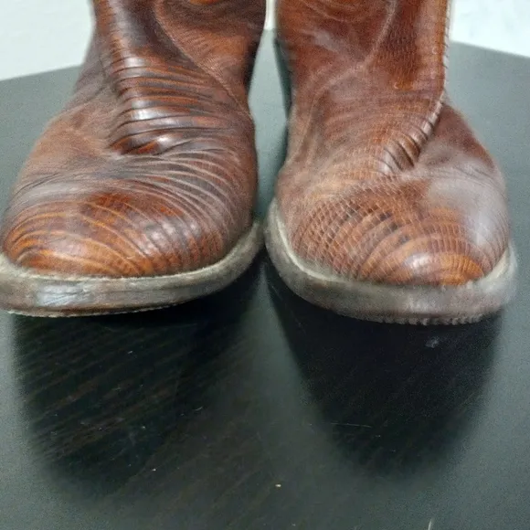 Justin 9.5D Mens Lizard Classic Western Boots Tan Style 8306