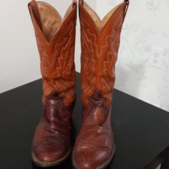 Justin 9.5D Mens Lizard Classic Western Boots Tan Style 8306
