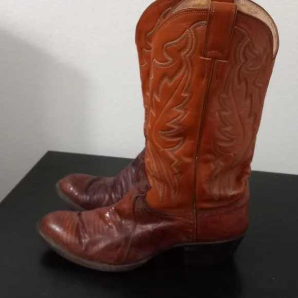 Justin 9.5D Mens Lizard Classic Western Boots Tan Style 8306