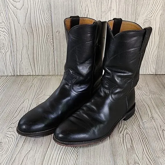 Justin Black Classic Roper Boots Style 3133 Men Boots Size 9.5EE