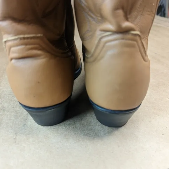 Justin Boots Diamond J women's sz 6.5C classic tan leather Western cowgirl boots