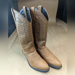 Justin Boots Diamond J women's sz 6.5C classic tan leather Western cowgirl boots
