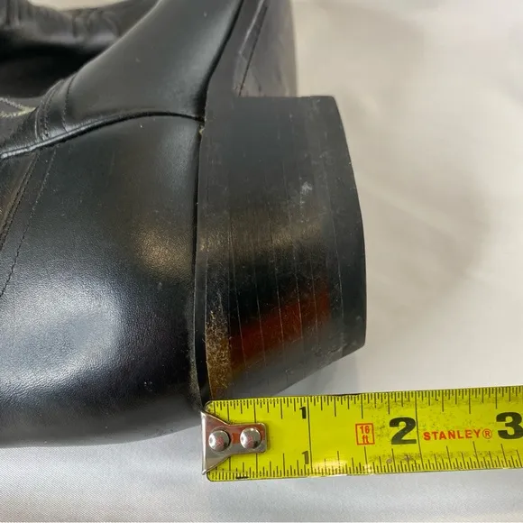 Justin Buck 13” Western Black Leather Boots Cowboy Heel Pointed Toe 8.5