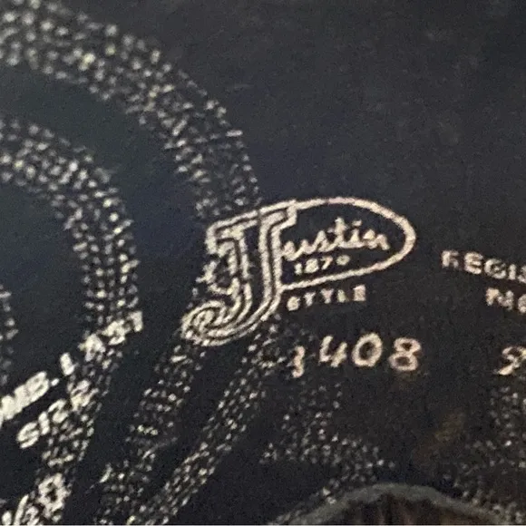 Justin Buck 13” Western Black Leather Boots Cowboy Heel Pointed Toe 8.5