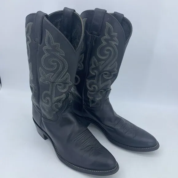 Justin Mens 11 Cowboy Boots Western Rodeo Roper Festival Grunge Pointed Toe 1409