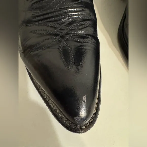 Justin Men's Classic Black Leather Cowboy Western Boots Size 9D