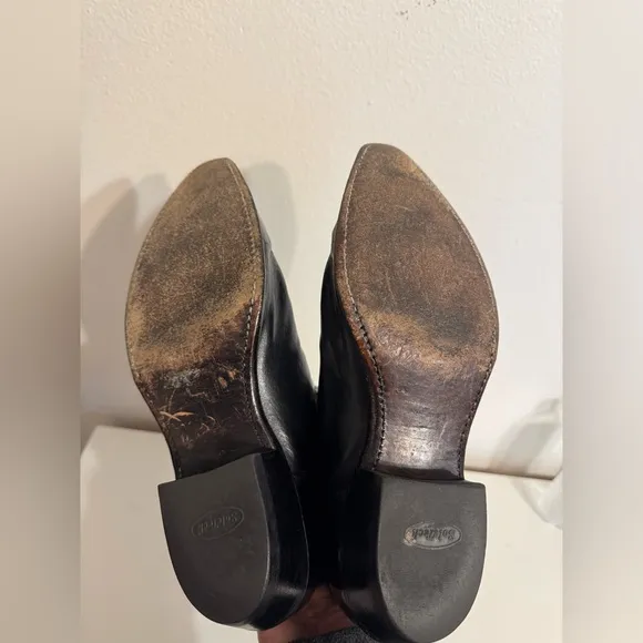 Justin Men's Classic Black Leather Cowboy Western Boots Size 9D