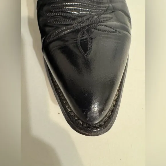 Justin Men's Classic Black Leather Cowboy Western Boots Size 9D