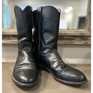 Justin Vintage Classic Black Roper Style 3133 Cowboy Boots Mens Size 9 D