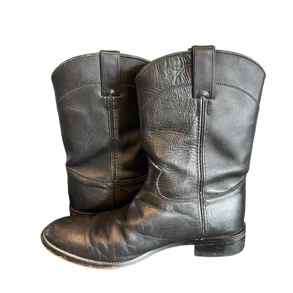 Justin Women’s Black Kipskin Classic Leather Roper Boots Size 6