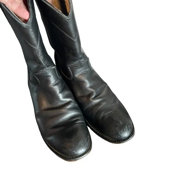 Justin Women’s Black Kipskin Classic Leather Roper Boots Size 6