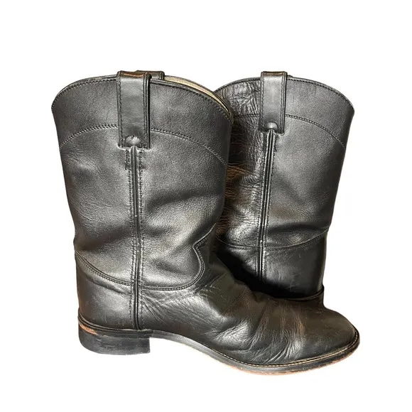 Justin Women’s Black Kipskin Classic Leather Roper Boots Size 6