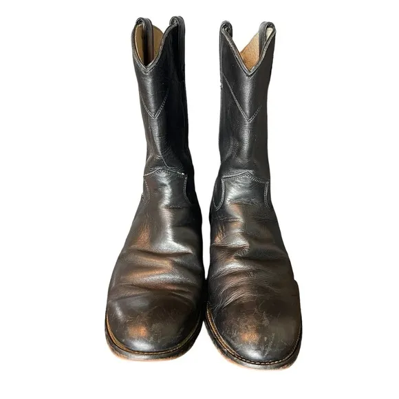 Justin Women’s Black Kipskin Classic Leather Roper Boots Size 6