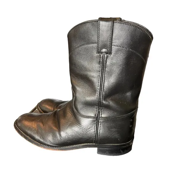 Justin Women’s Black Kipskin Classic Leather Roper Boots Size 6