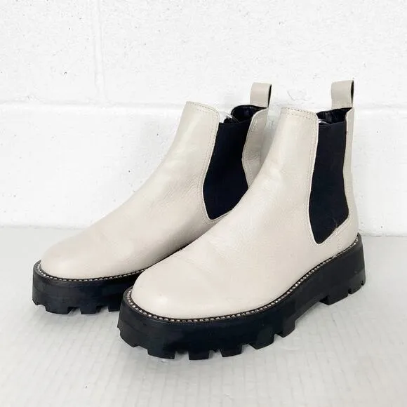 Karl Lagerfeld Lug Sole Boot Mayde White Leather Chunky Sole Size 7