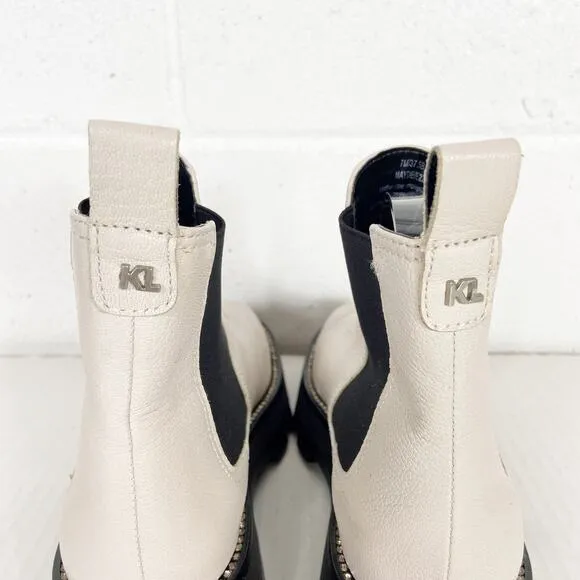Karl Lagerfeld Lug Sole Boot Mayde White Leather Chunky Sole Size 7