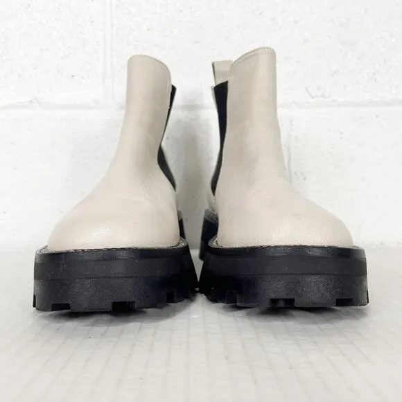 Karl Lagerfeld Lug Sole Boot Mayde White Leather Chunky Sole Size 7