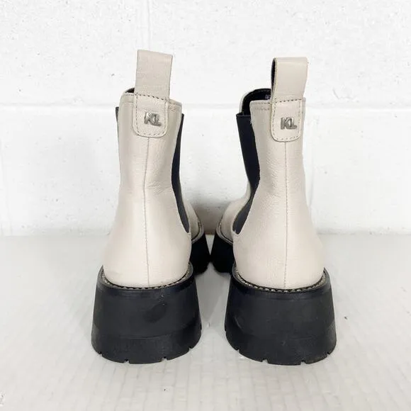 Karl Lagerfeld Lug Sole Boot Mayde White Leather Chunky Sole Size 7