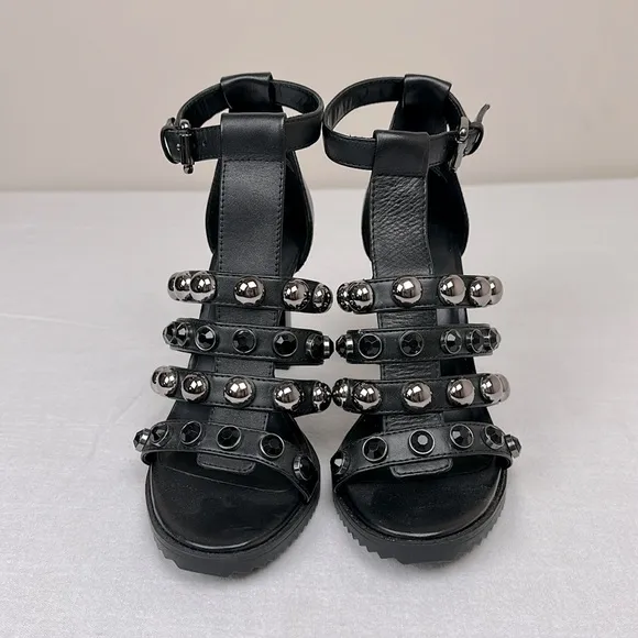 KARL LAGERFELD PARIS Women's Brexton Black Dress Sandals, Size 6.5