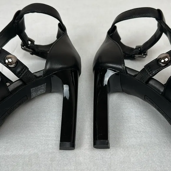 KARL LAGERFELD PARIS Women's Brexton Black Dress Sandals, Size 6.5