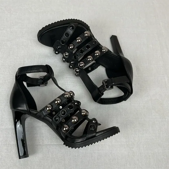 KARL LAGERFELD PARIS Women's Brexton Black Dress Sandals, Size 6.5