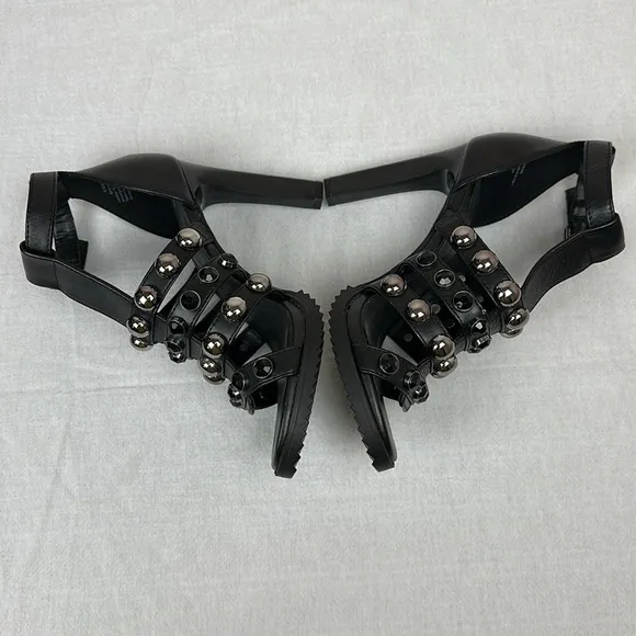 KARL LAGERFELD PARIS Women's Brexton Black Dress Sandals, Size 6.5