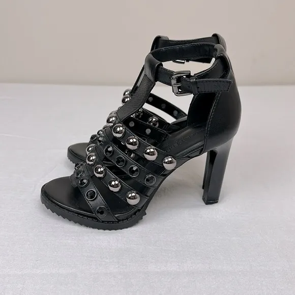 KARL LAGERFELD PARIS Women's Brexton Black Dress Sandals, Size 6.5