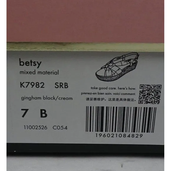 KATE SPADE Betsey Wedge Sandals Gingham Platform Straw Fabric Leather NIB 7