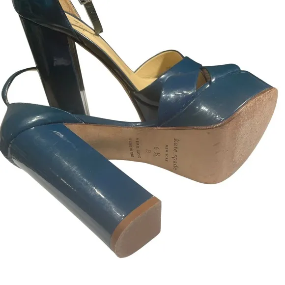 KATE SPADE NEW YORK Delight Platform Sandals  Pacific Blue - US Size 6 1/2