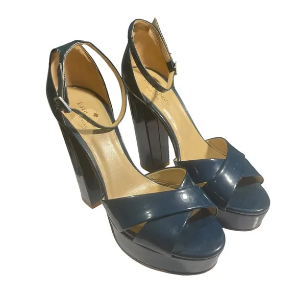 KATE SPADE NEW YORK Delight Platform Sandals  Pacific Blue - US Size 6 1/2