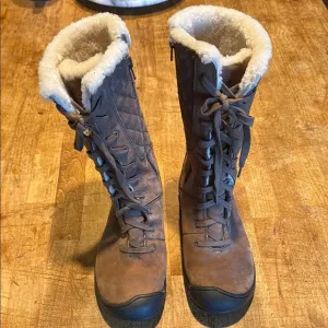Keen Brown Winter Rain Boots with Plush Lining