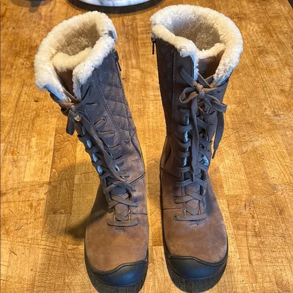 Keen Brown Winter Rain Boots with Plush Lining