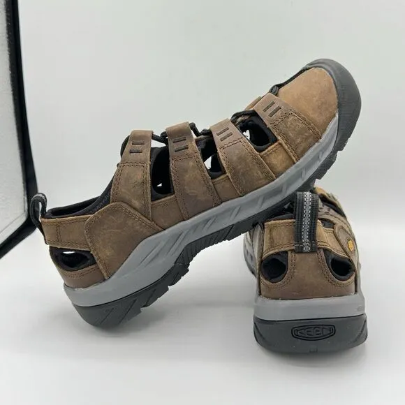 Keen Utility Atlanta II Cooler Sandals Mens US 9 EE Wide Brown Leather Steel Toe