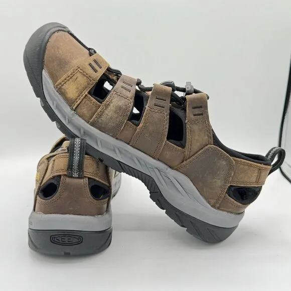 Keen Utility Atlanta II Cooler Sandals Mens US 9 EE Wide Brown Leather Steel Toe